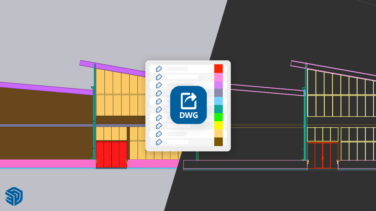 Imagen que muestra un modelo de SketchUp y su exportación a un programa de CAD 2D. 