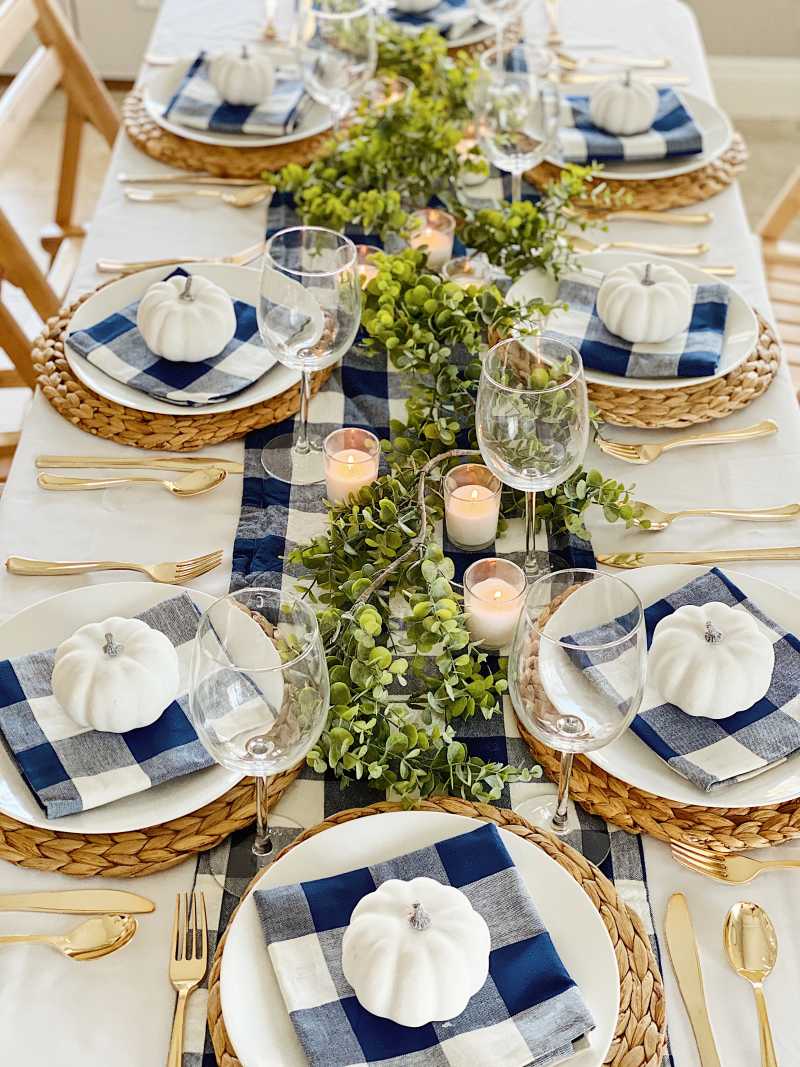 Horton Lane | Blue and White Thanksgiving Tablescape