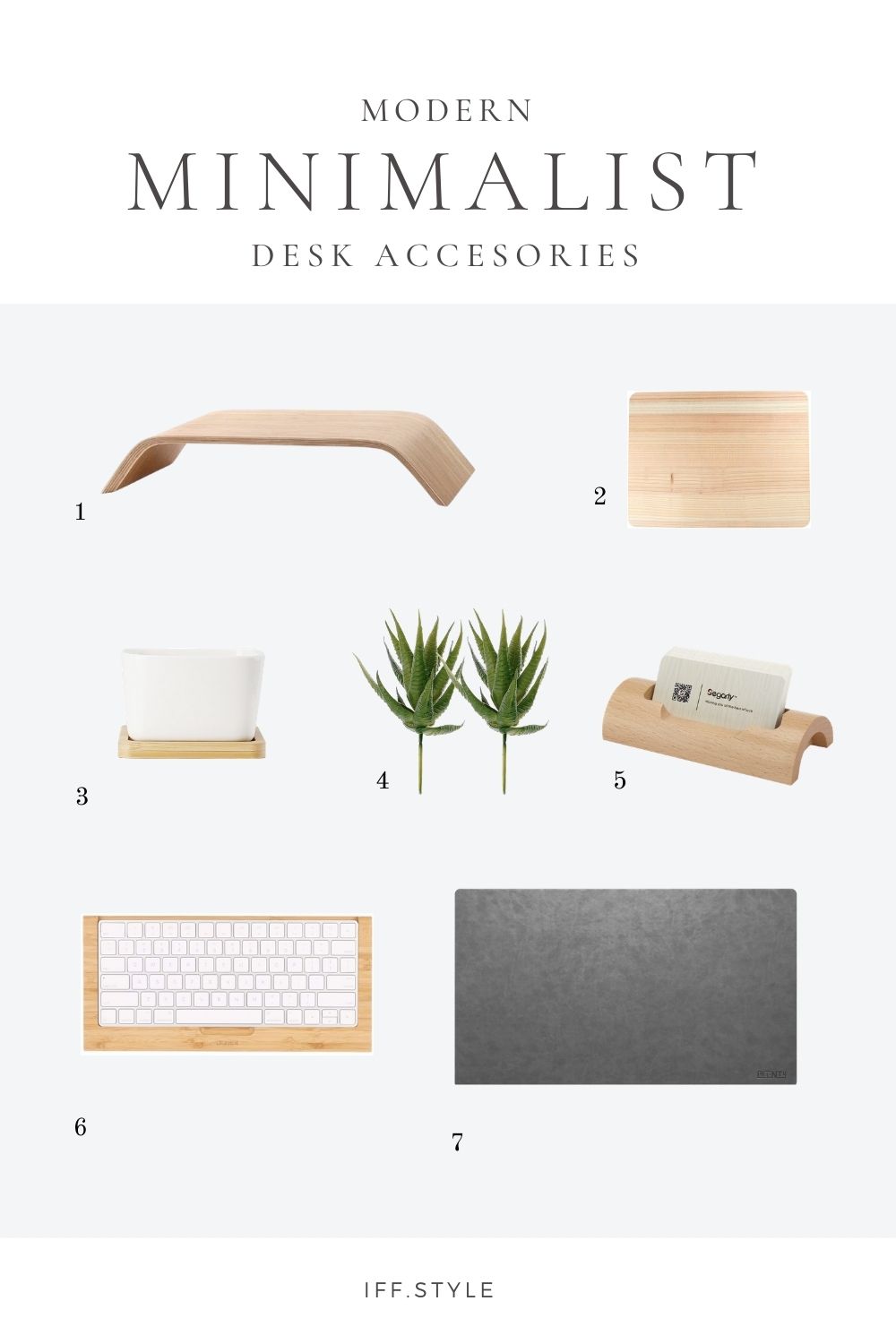 Pinterest Pin-Modern Minimalist Wood desk accesories office decor