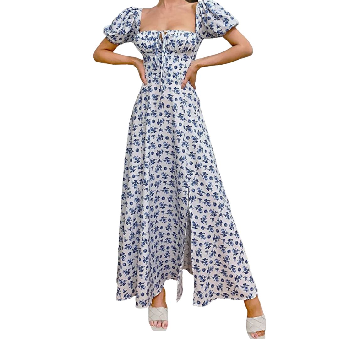 Amazon Product Image blue and white floral dress 2