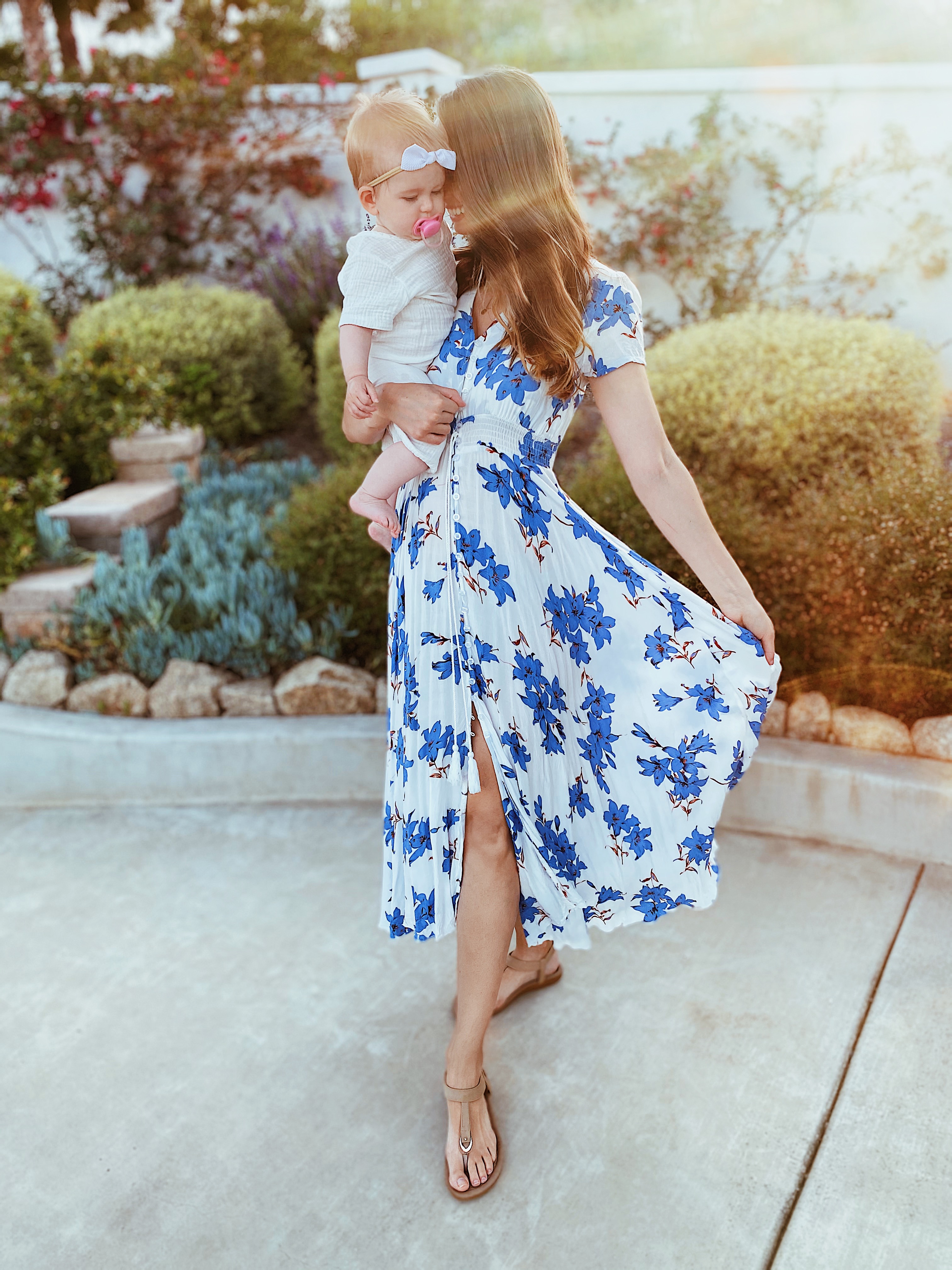 Horton Lane | Blue & White Floral Maxi Dress (Maternity)