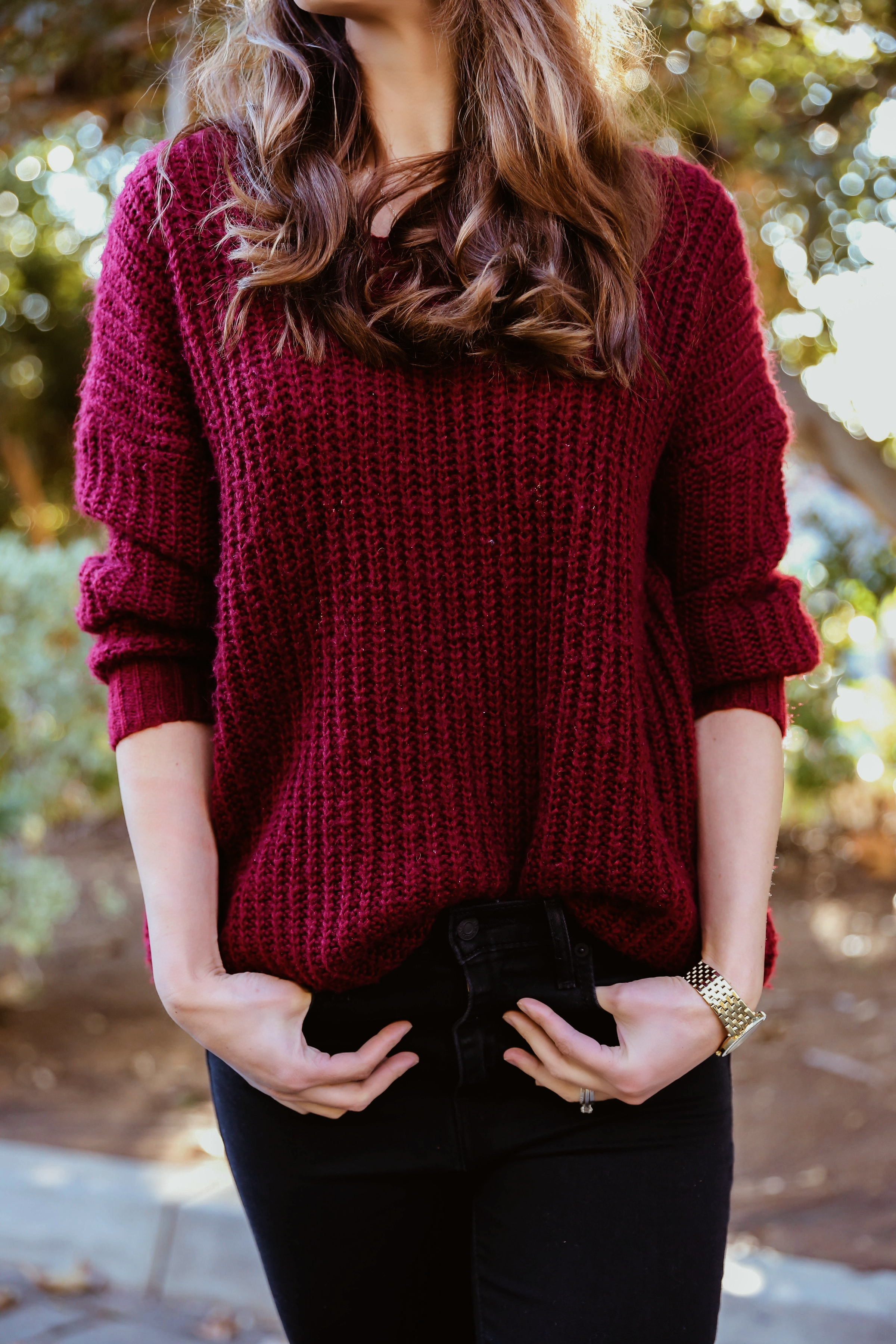 Wine on sale sweater outfits