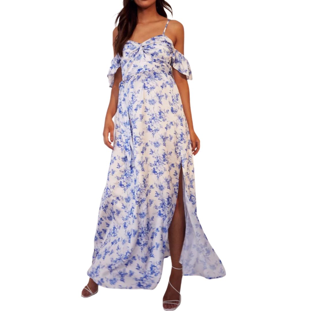 Amazon Product Image Blue and white floral dress