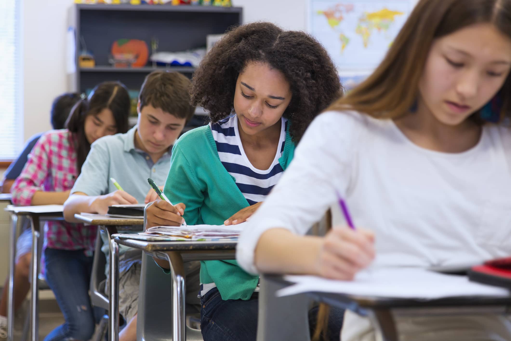 high school students taking test