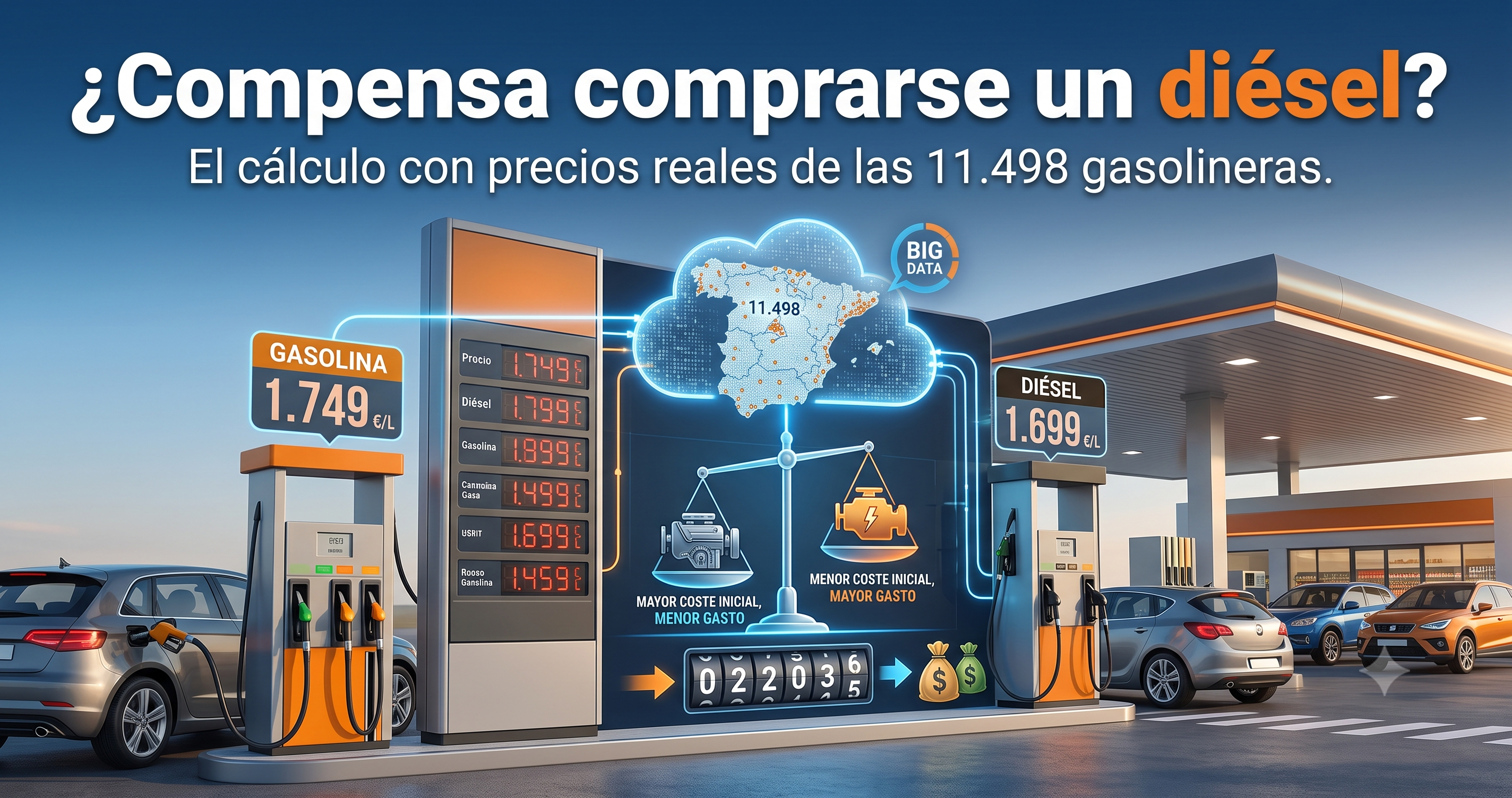 ¿Compensa comprarse un diésel? La cuenta con los precios reales de las 11.498 gasolineras