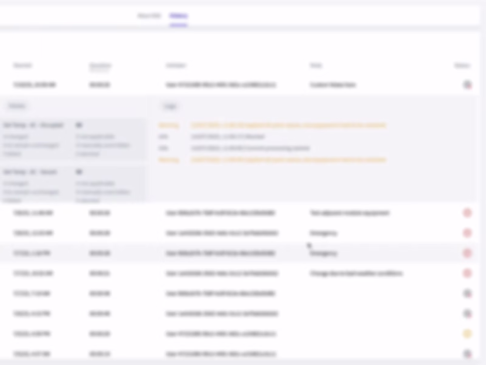Mass Updates batch job logs and statuses.