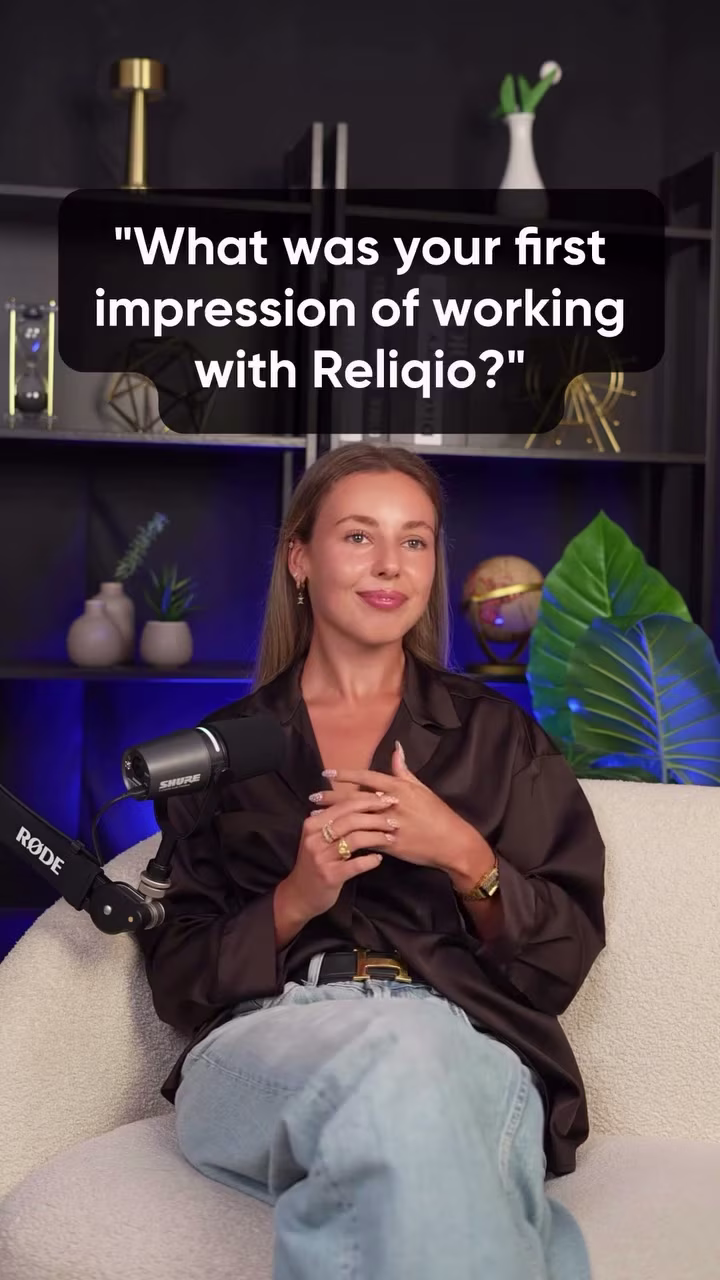 Valeria from Reliqio answering “What was your first impression of working with Reliqio?”