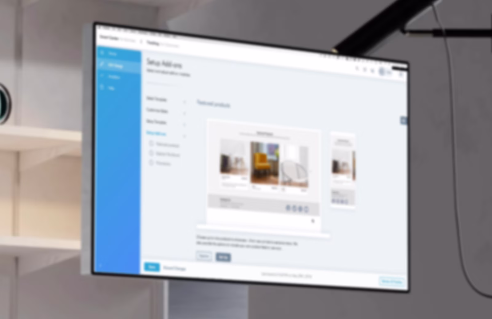 The NGS featured products add-on on a desktop monitor, blurred for confidentiality