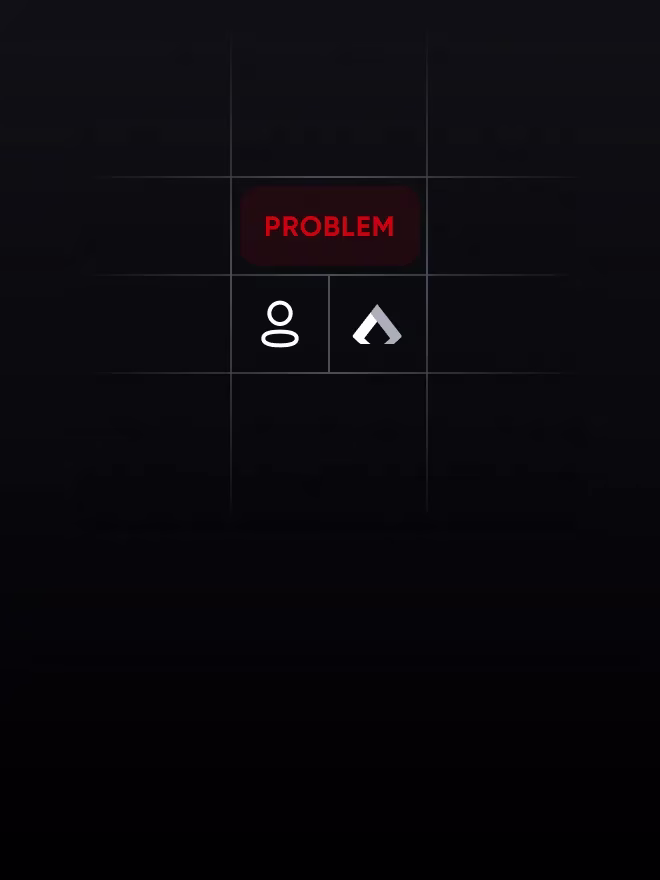 Two seats at a table under a problem tag