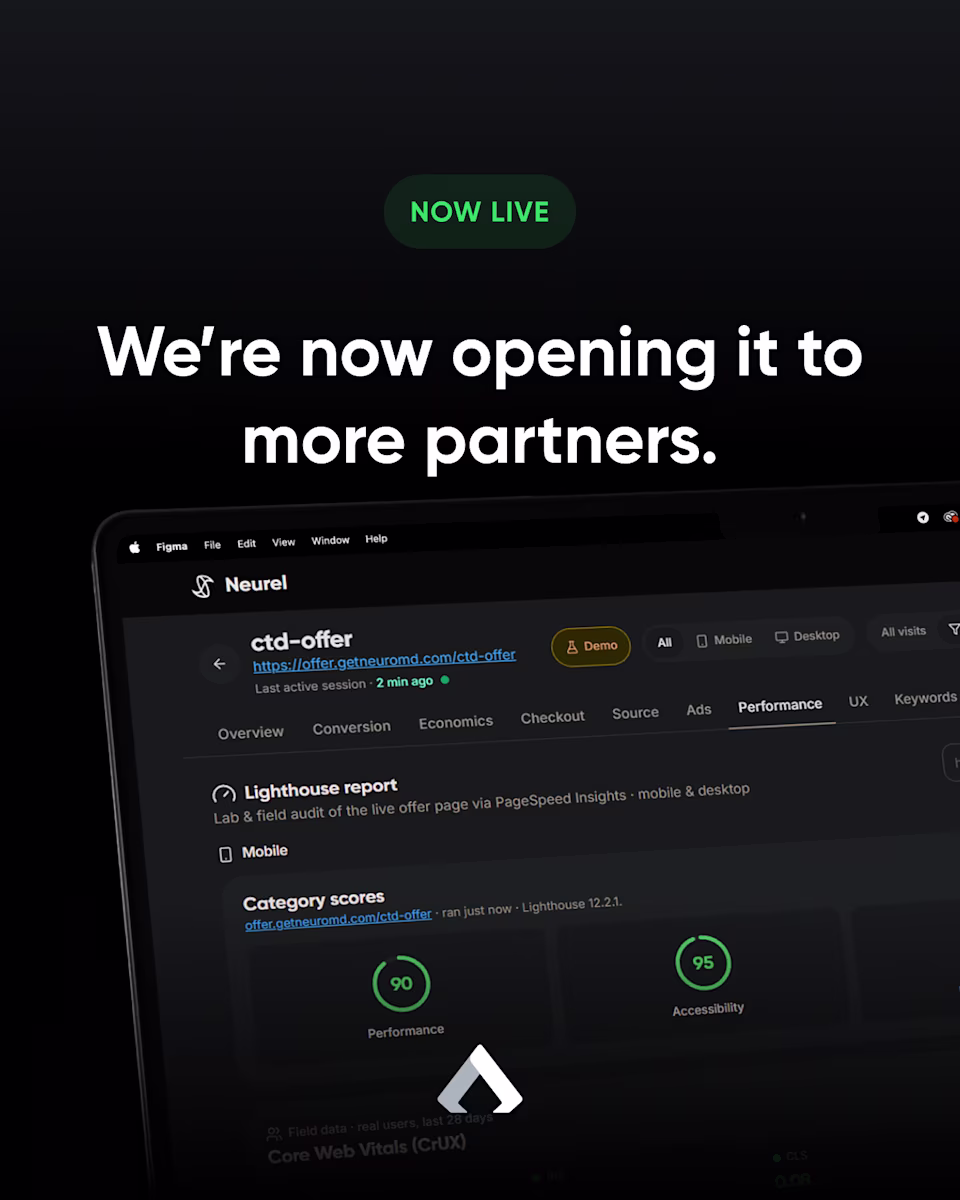 Now live: “We’re now opening it to more partners,” over a laptop showing the tool’s Lighthouse report.