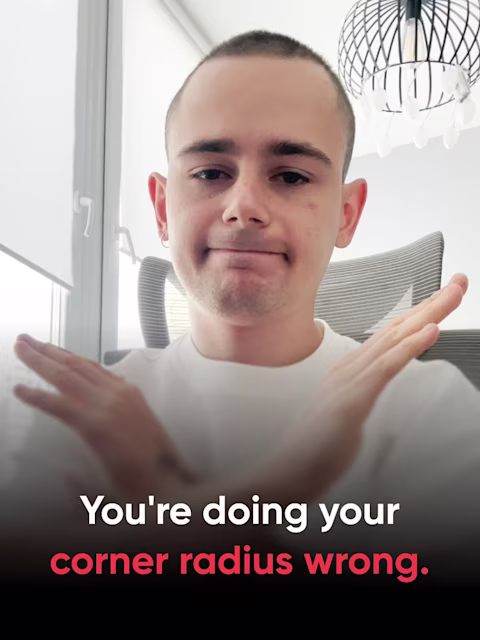 Alex S. from Reliqio with crossed hands, with the title "You're doing your corner radius wrong."
