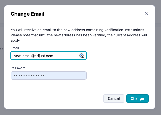 A screenshot of how to change your email address in the dashboard.
