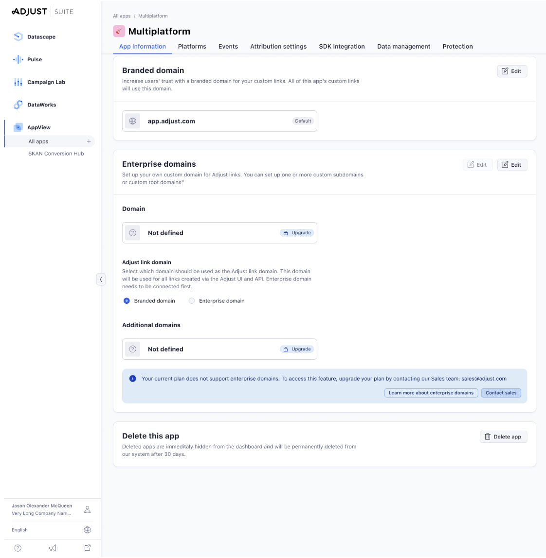 Enterprise domain locked state