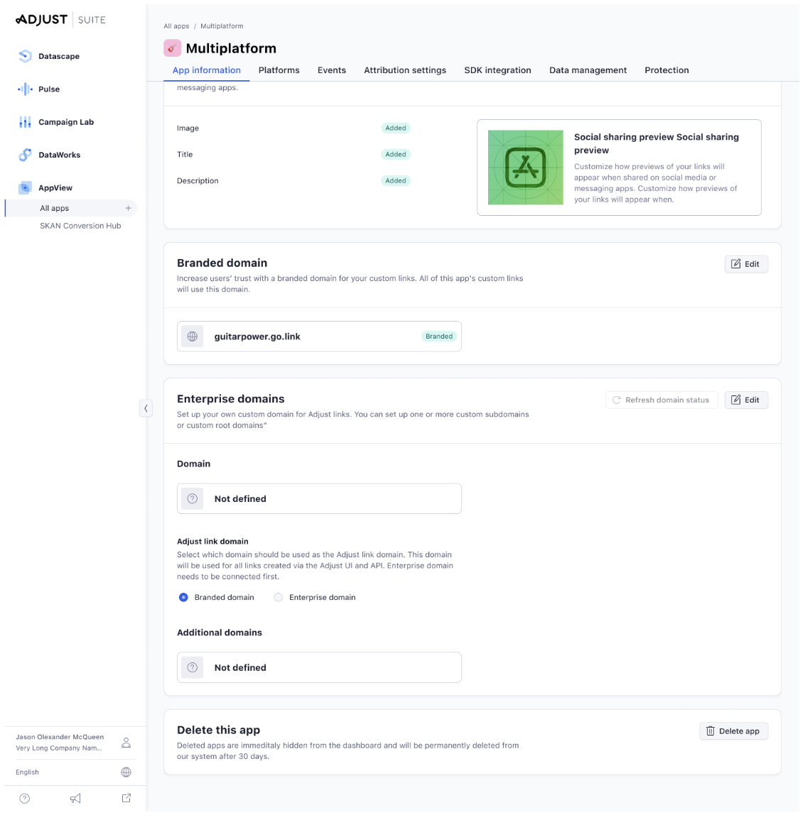 Enterprise domain edit