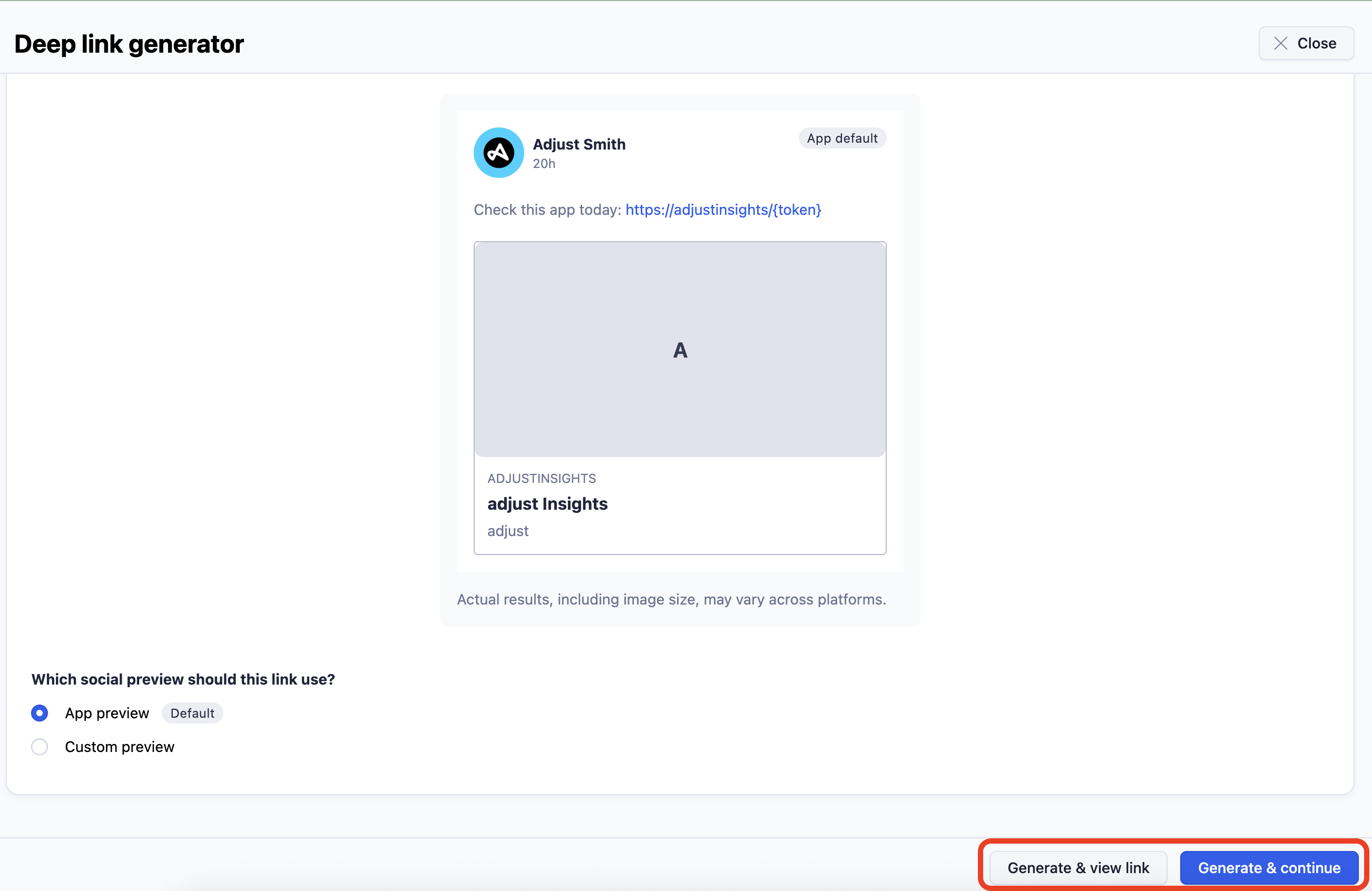 Generate deep link DL Gen
