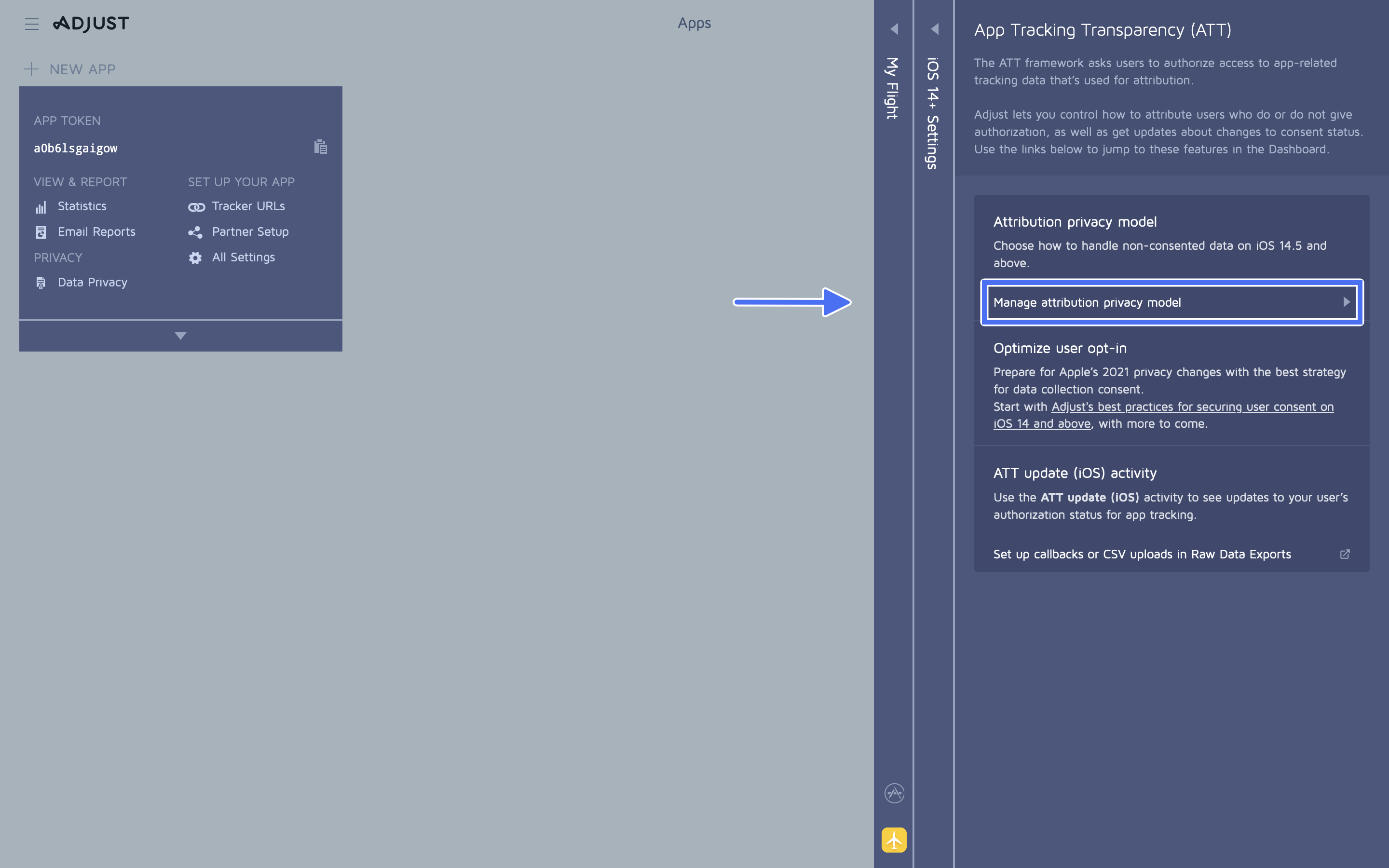 5 Review ATT Settings In The Dashboard Adjust Help Center   ATT Settings I0279 A06 20211123 En 