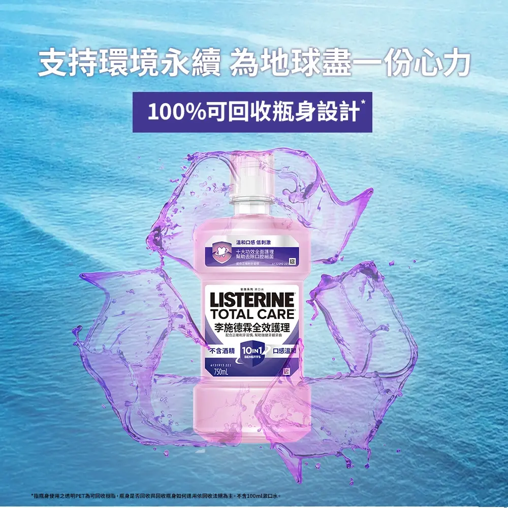 李施德霖全效護理除菌漱口水無酒精配方 | Listerine