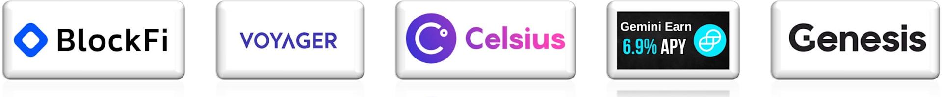 Blockfi Voyager Celsius Gemini and Genesis logos