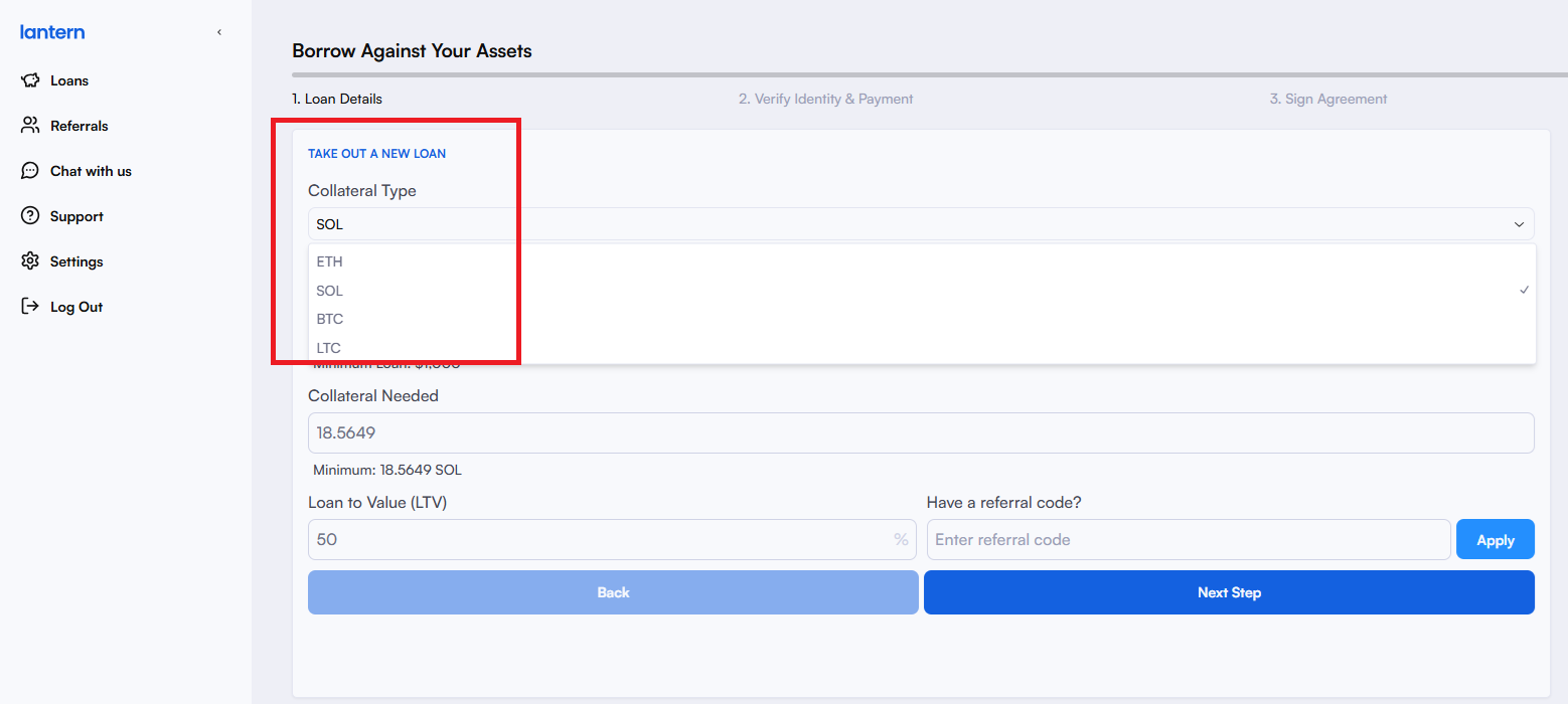 SOLANA-backed loans USA