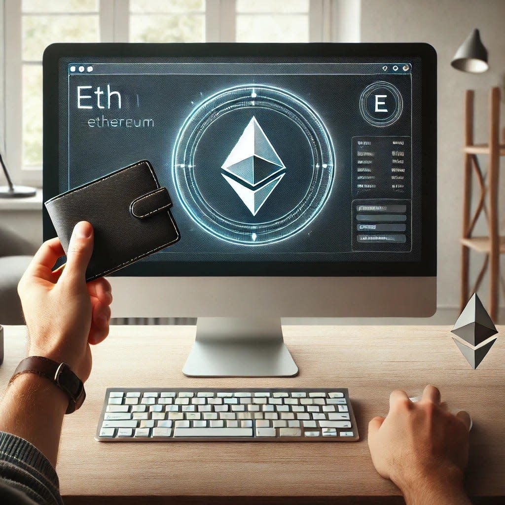 Computer with ethereum on it