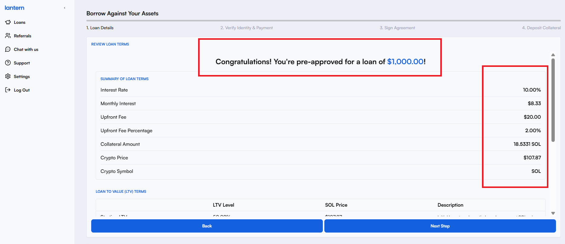 Solana-backed loans USA