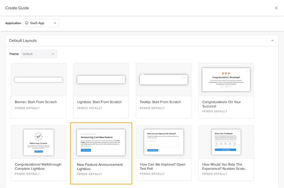 Pendo Onboarding GettingStarted HowTo SelectLayout