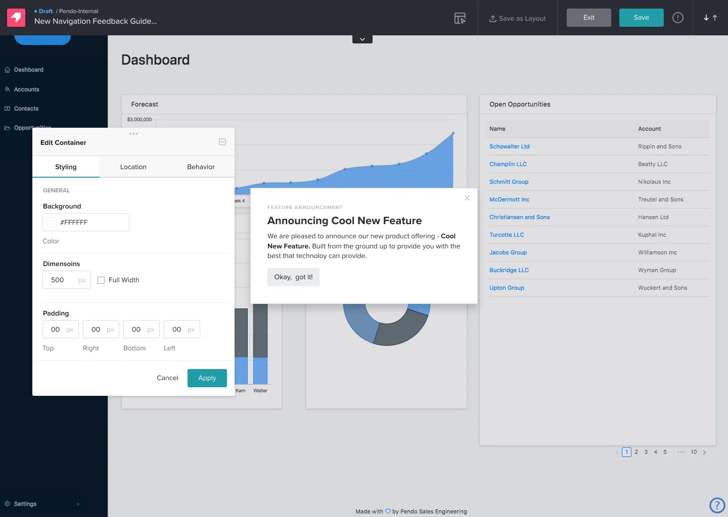 pendo designer editor