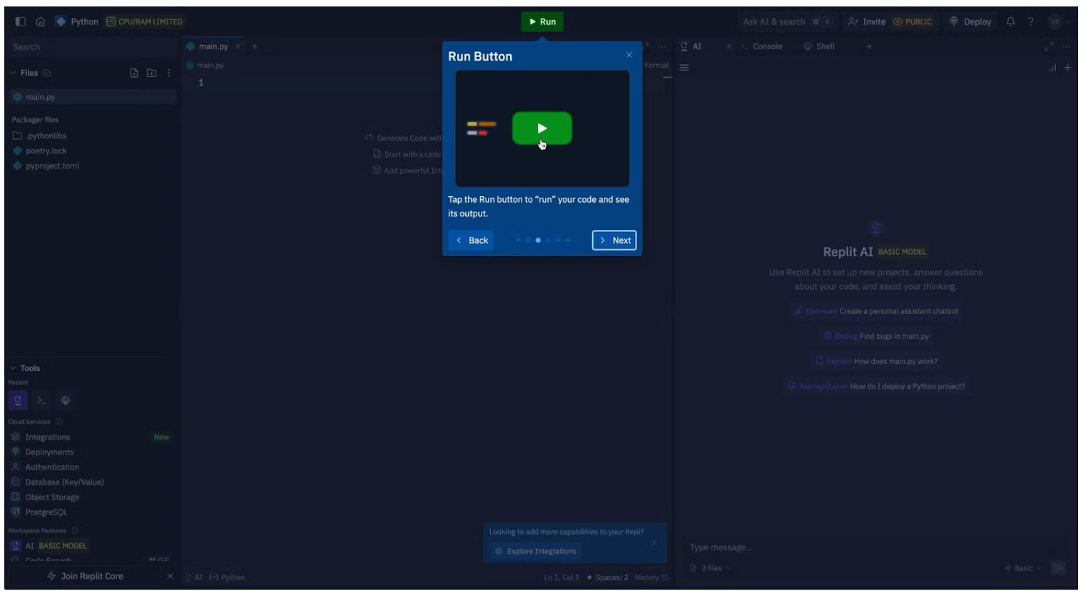 screenshot of replit video onboarding