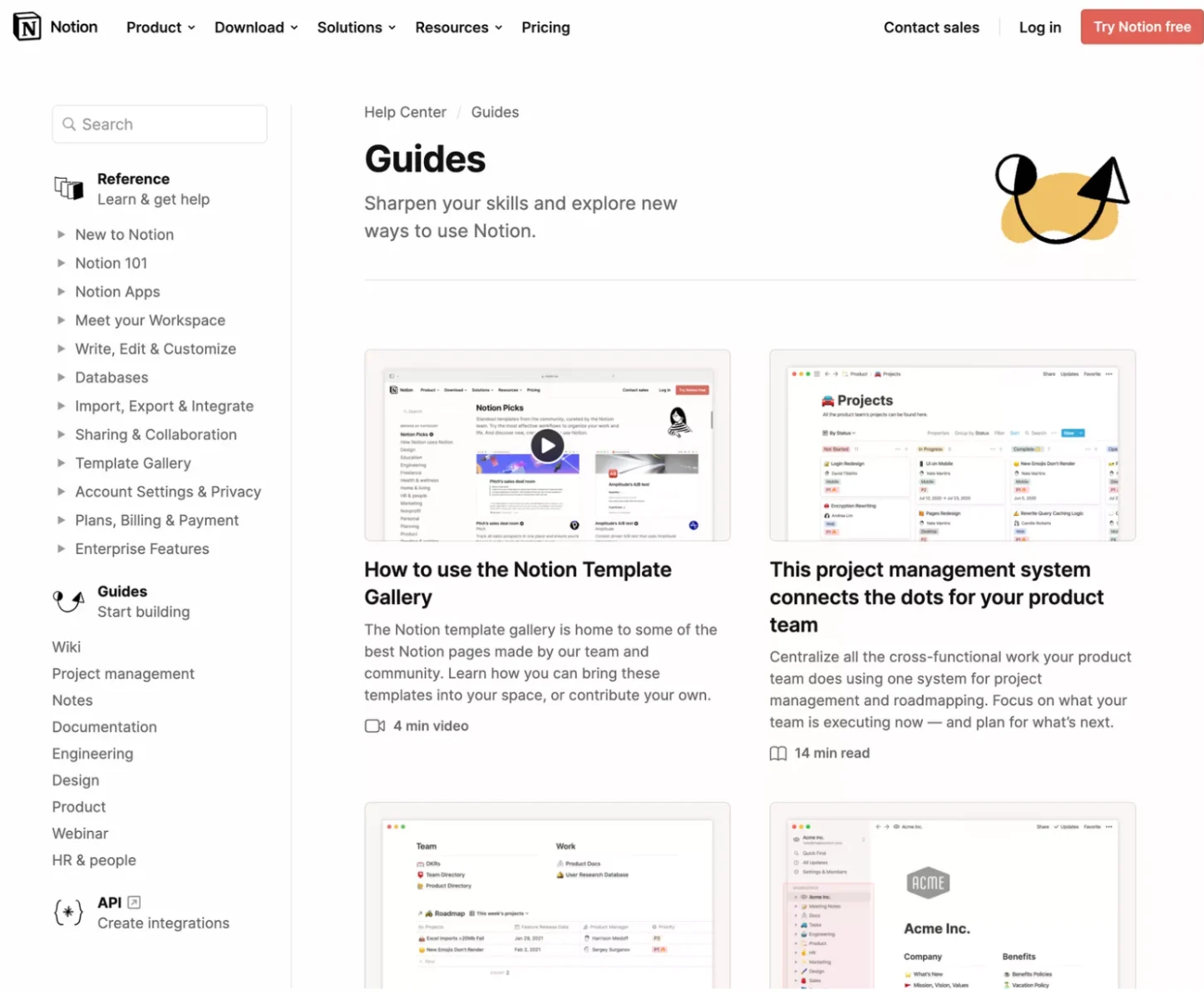 Notion screenshot of video onboarding