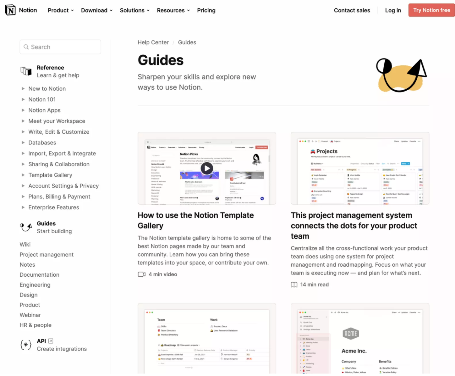 Notion screenshot of video onboarding