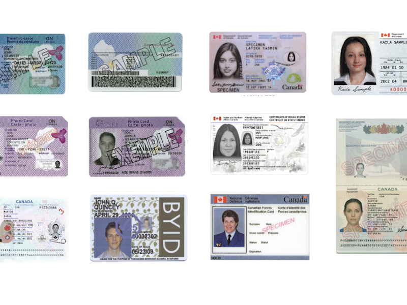 Different types of goverment-issued IDs in Ontario and Canada