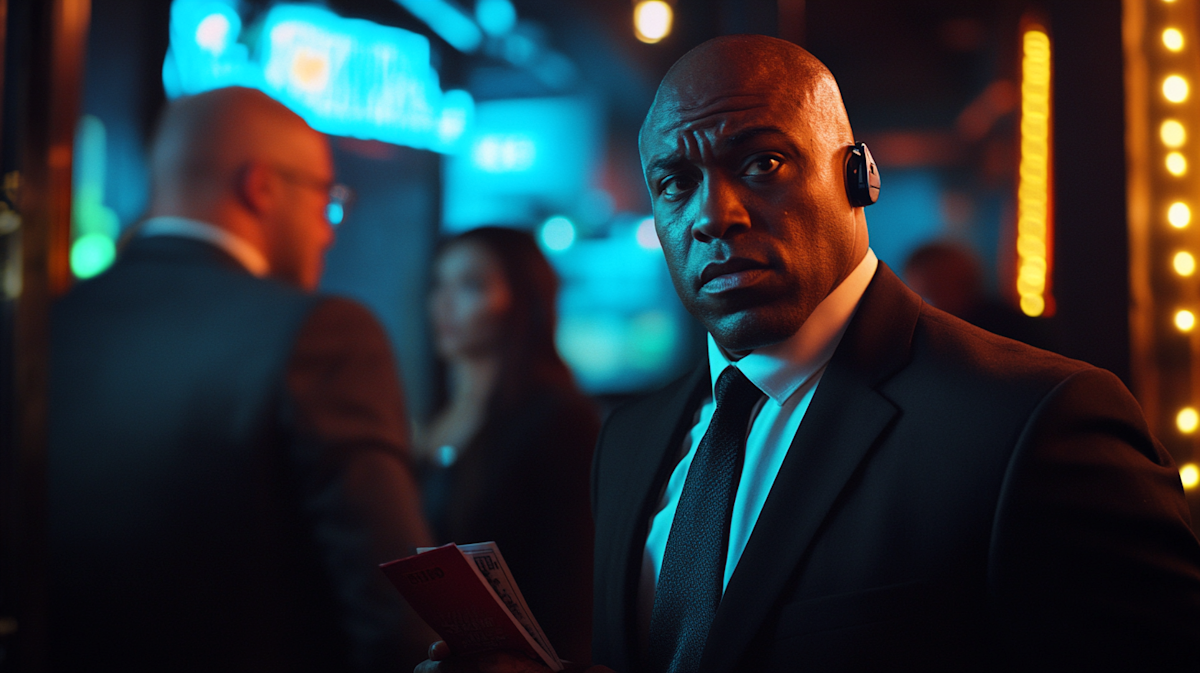 Security guard club bouncer, formally dressed