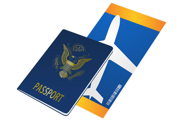 Passport and boarding pass at Abbotsford airport service