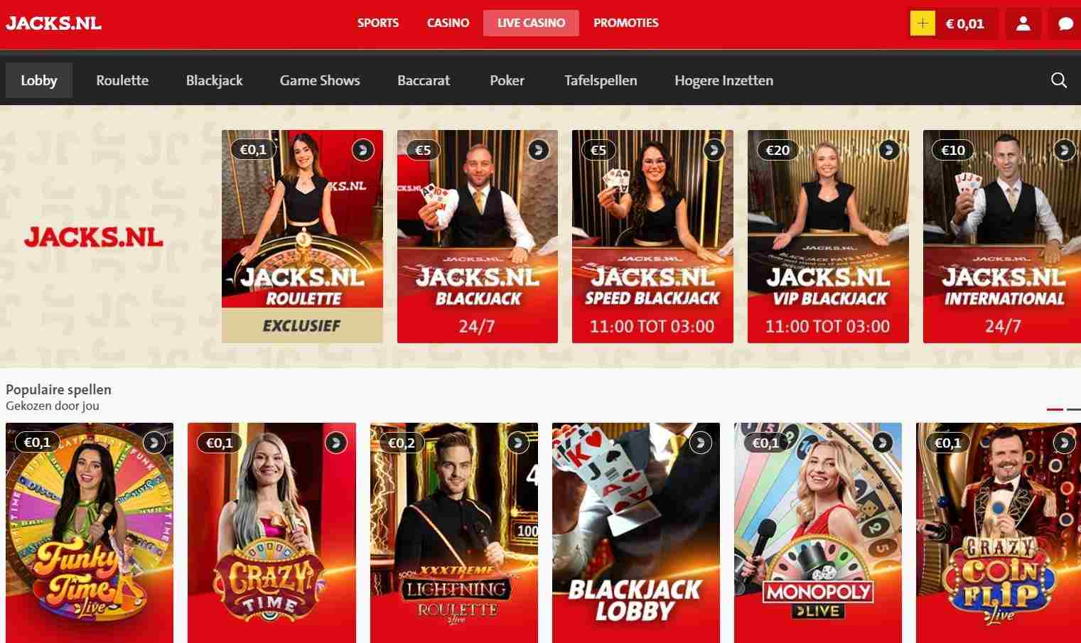 Live Casino Screenshot Jack's Casino