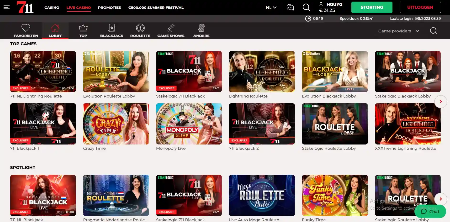 Live Casino 711 Screenshot