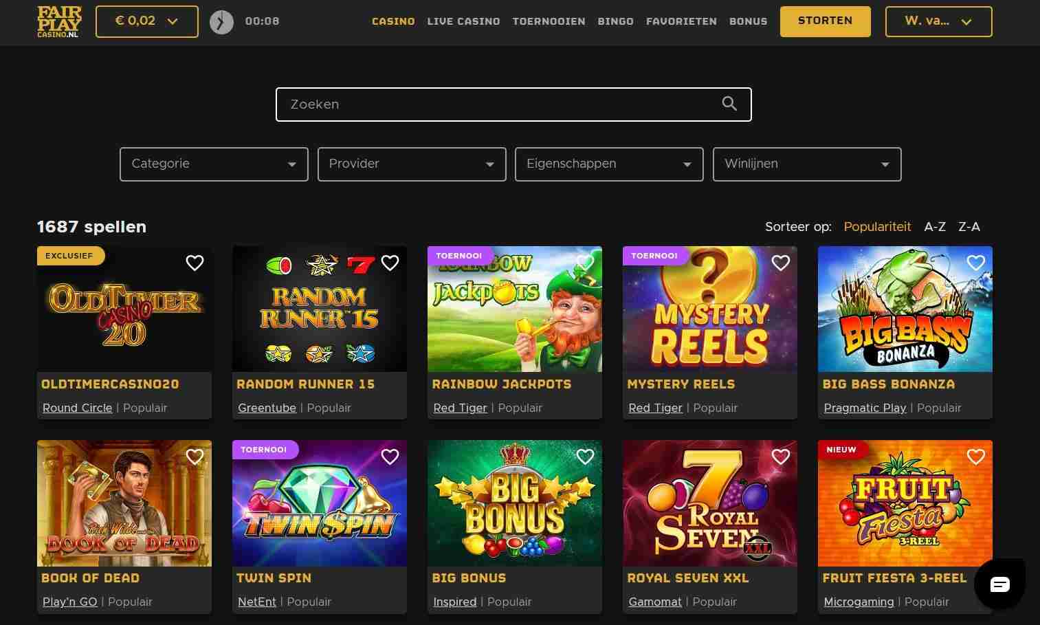 Lobby screenshot Fair Play Casino