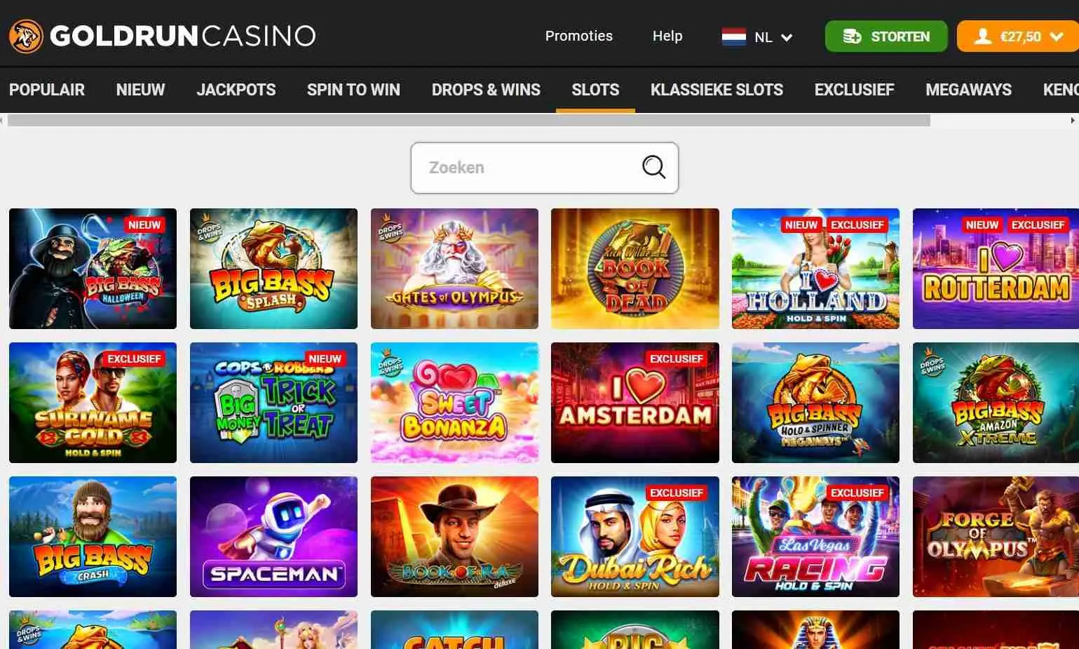 Lobby screenshot Goldrun Casino