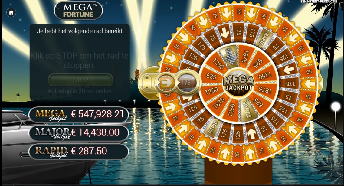 Bereik het middelste rad en win de Mega Jackpot!