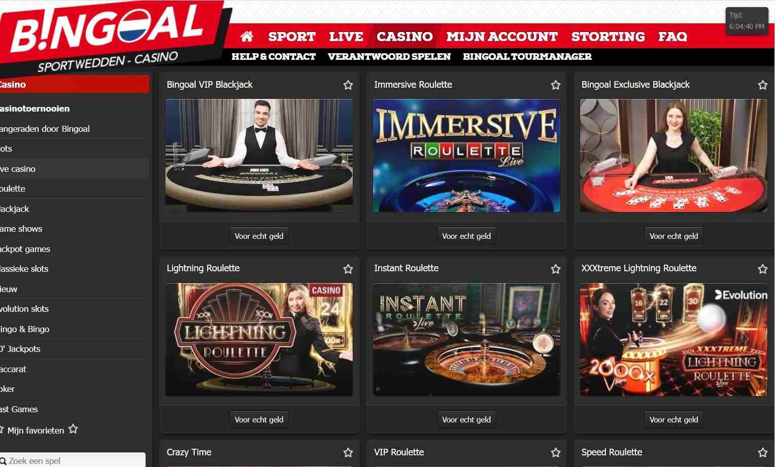 Live Casino Bingoal Screenshot