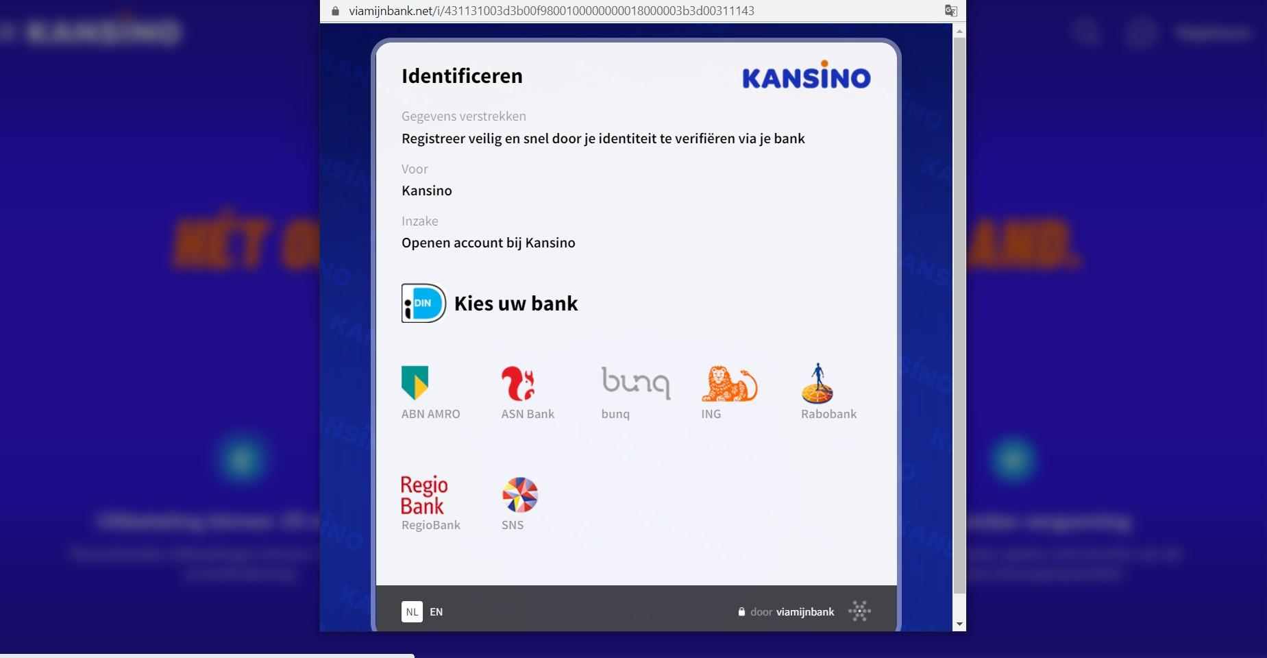 Registration screenshot Kansino