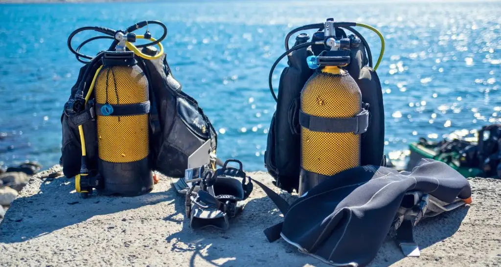 Scuba Diving Gear on a Bahamas Beach