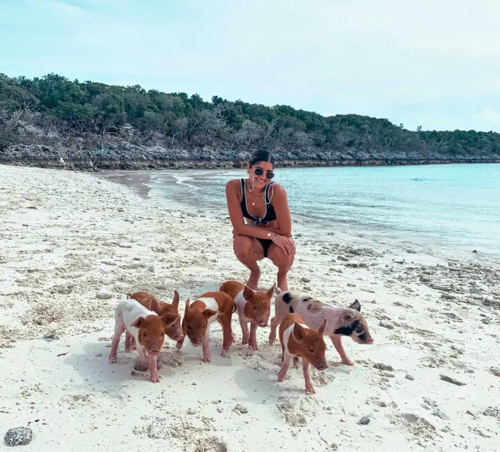 woman-on-pig-beach-Bahamas