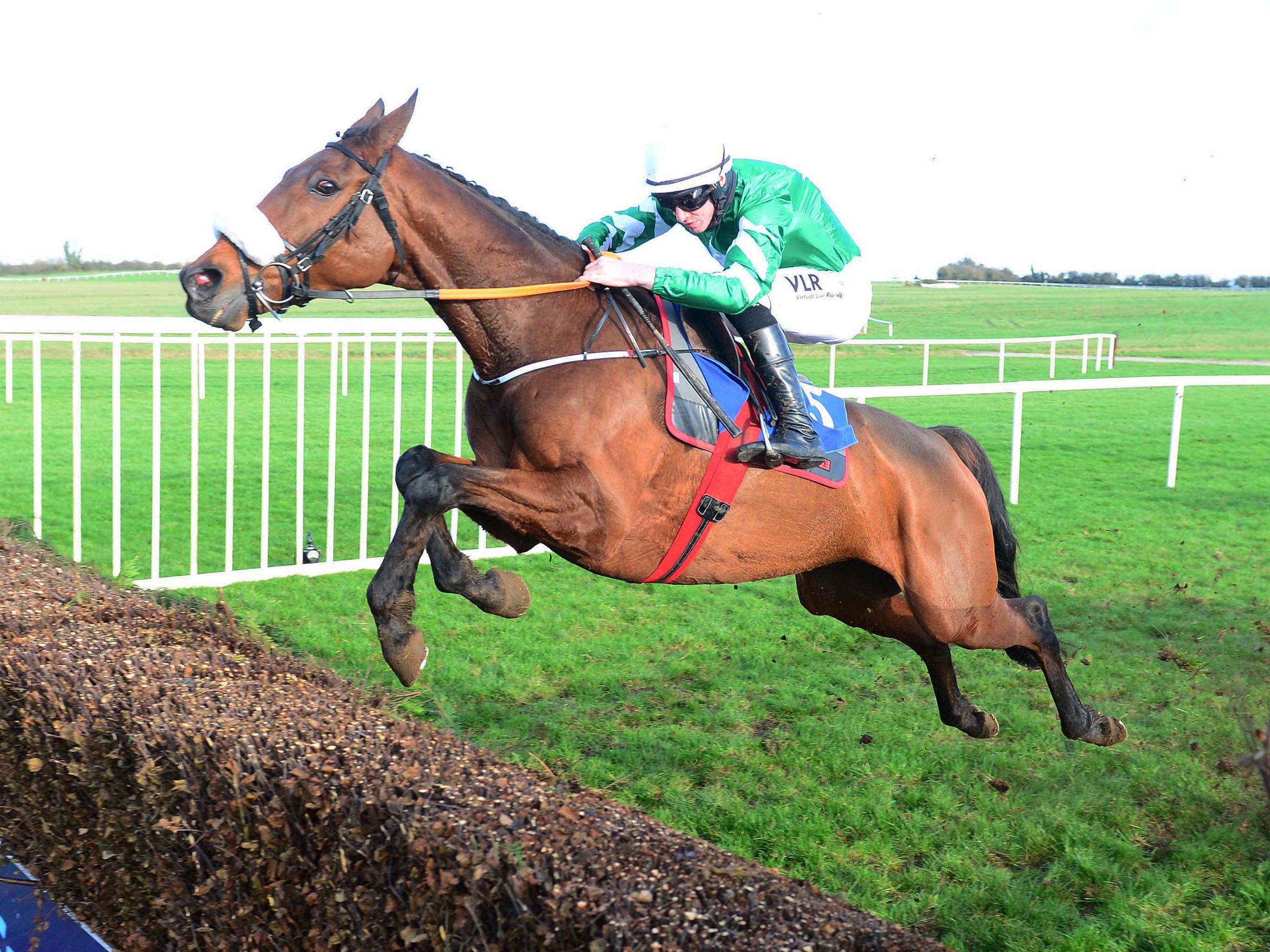  Presenting Percy puts in a fluent leap at Thurles (Pic: Focusonracing)