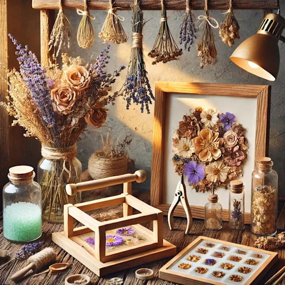 Atelier de Fleurs Séchées avec Lavande et Fleurs Pressées