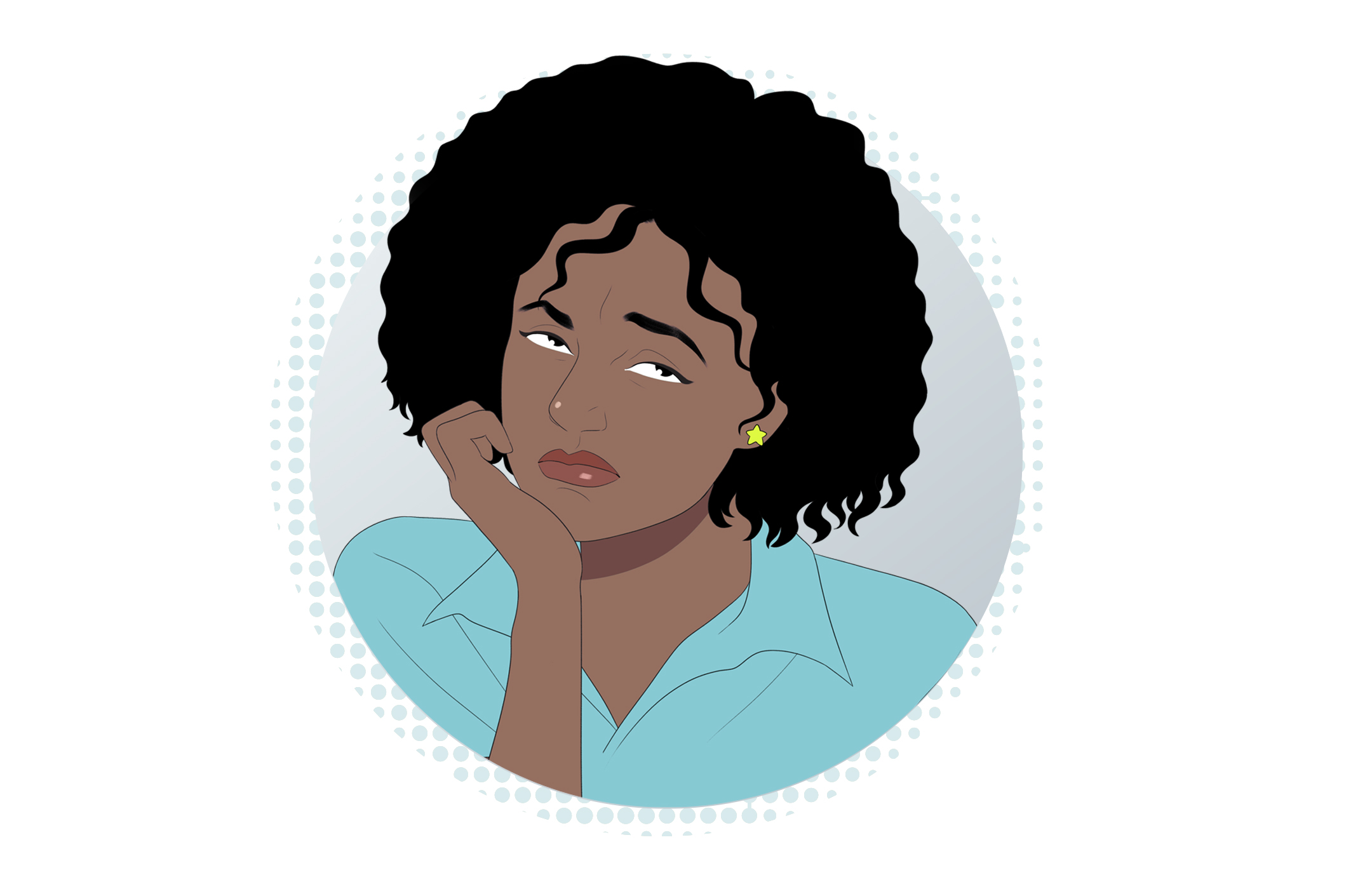 Illustrated image of a woman looking somewhat bummed.