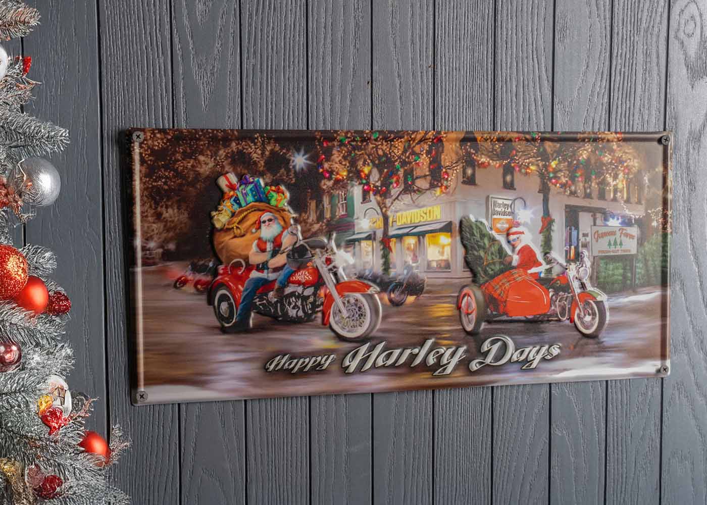   Biker Santa Metal Sign