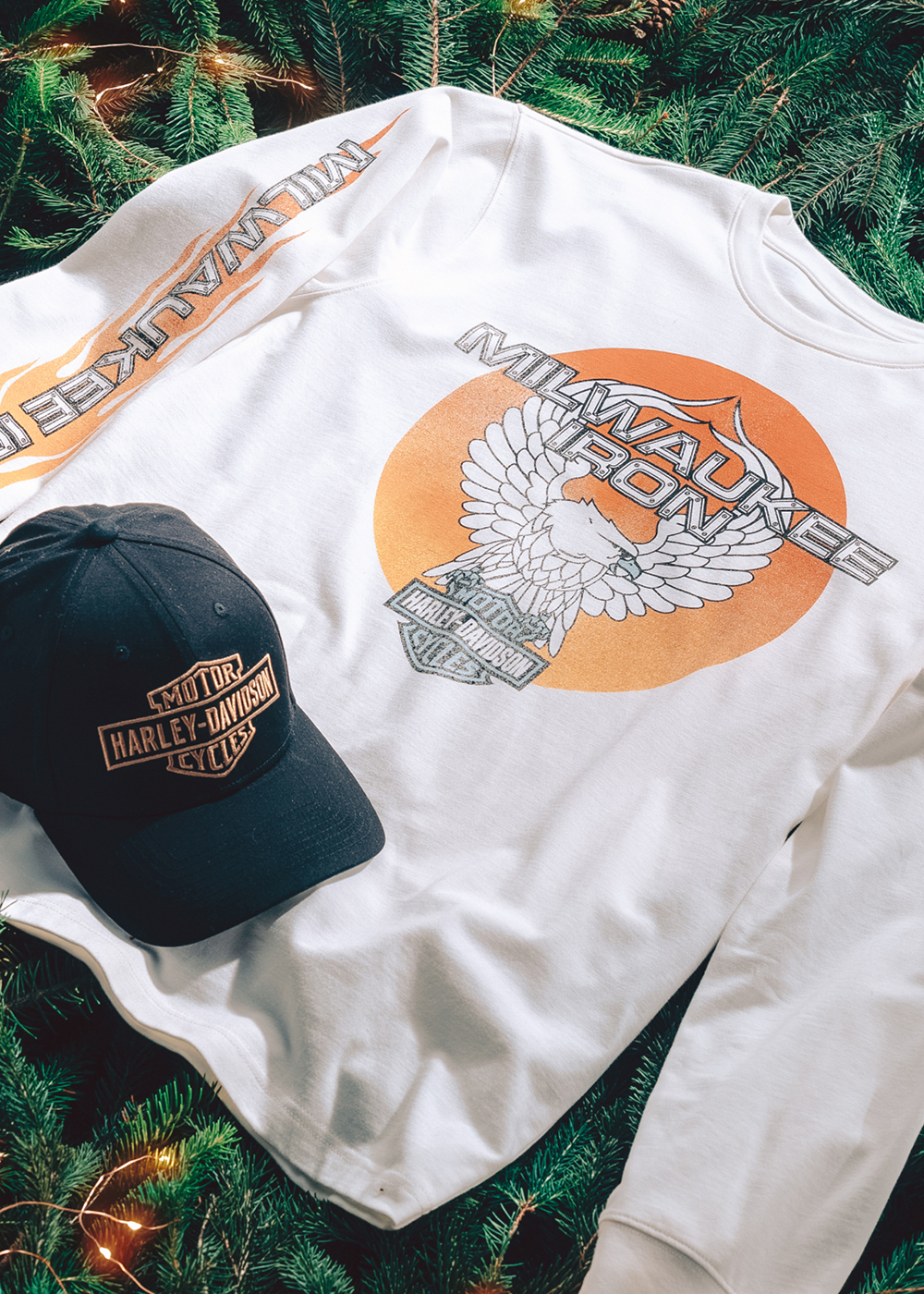 long-sleeve t-shirt and cap