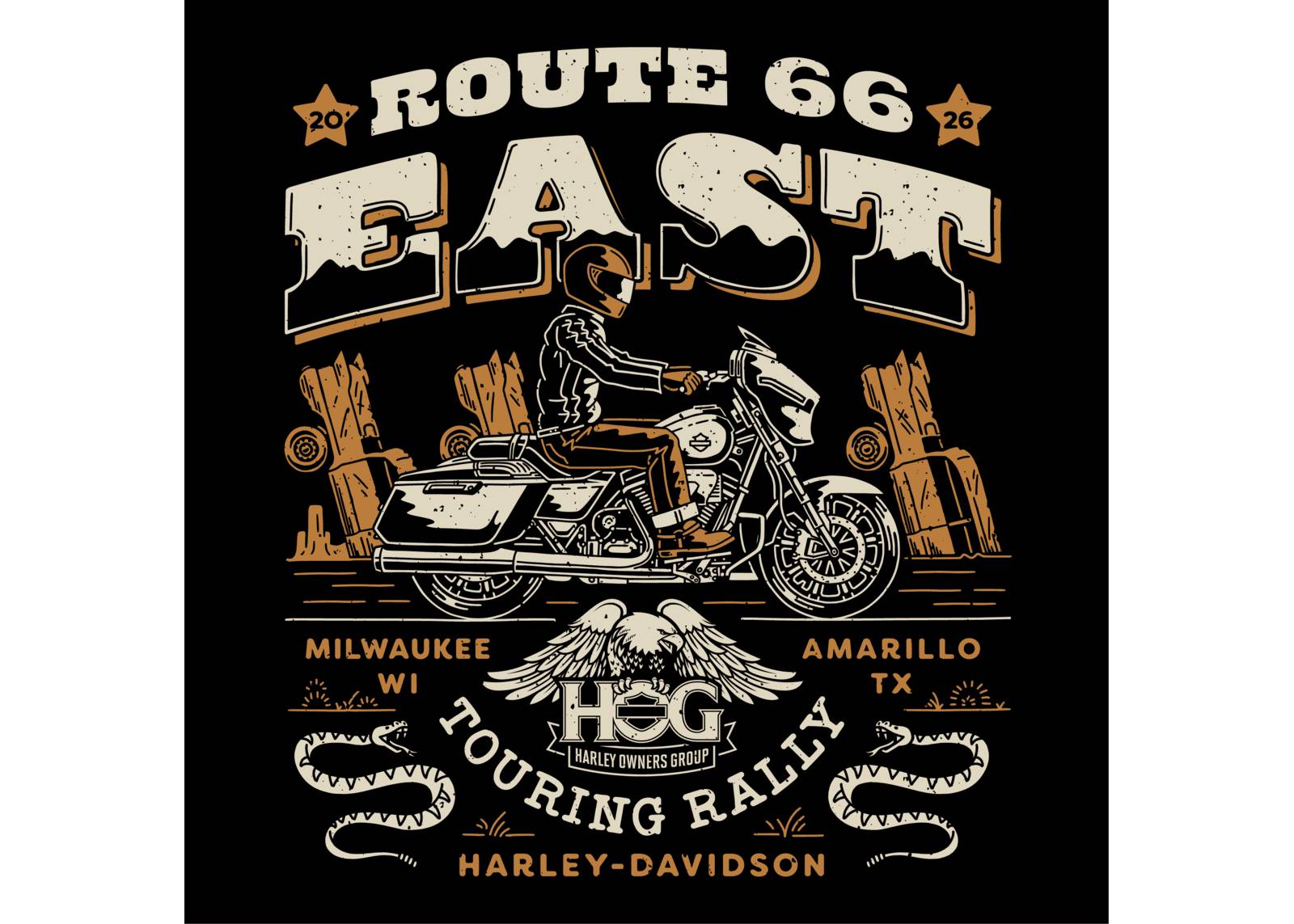 Route 66 East H.O.G.-túratalálkozó banner