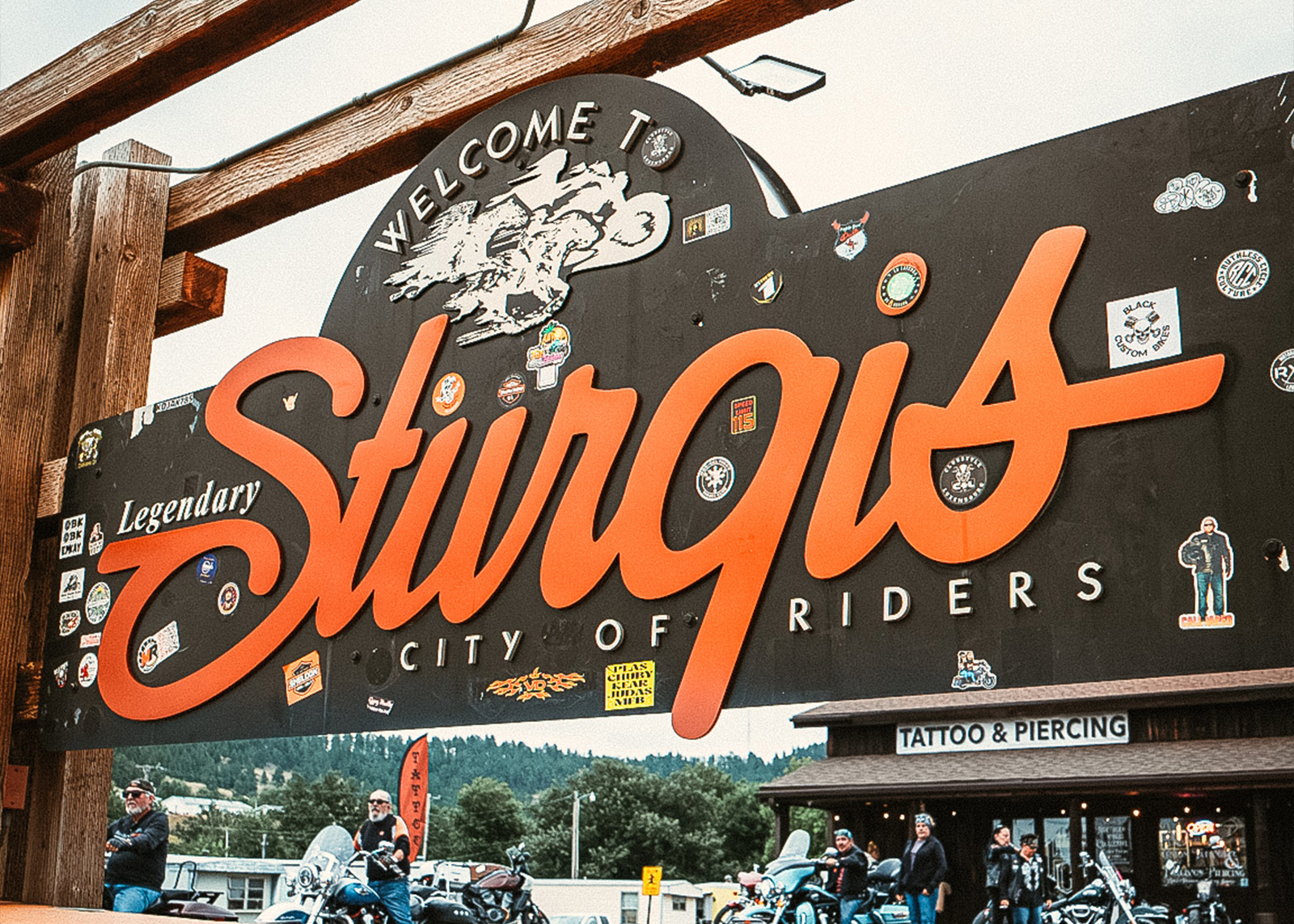 A close up of the Welcome to Sturgis: City of Riders sign