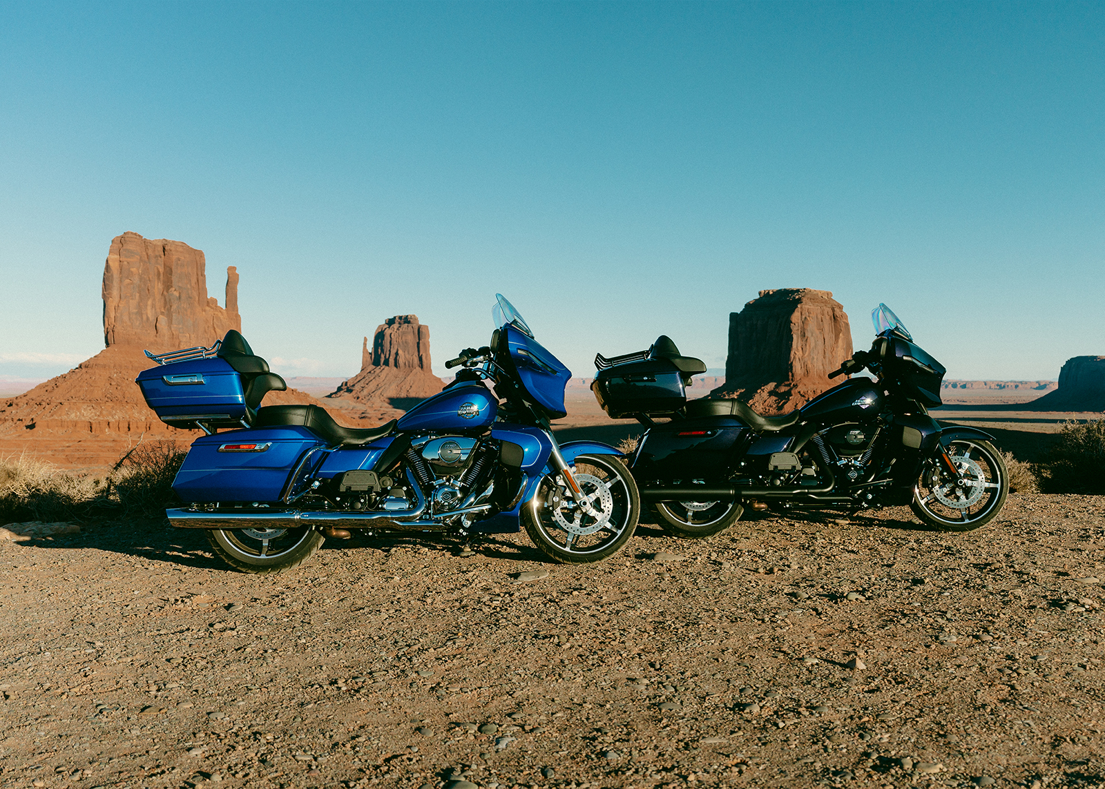 Two bikes infront of rock formations